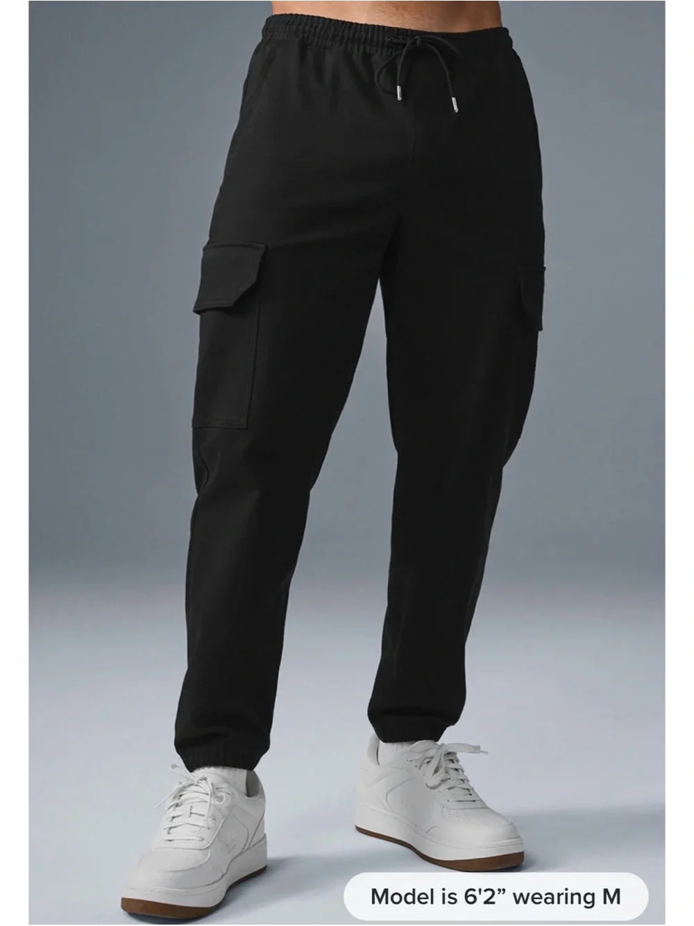 Men's Black Cargo Jogger Pants - Casual Drawstring Trousers